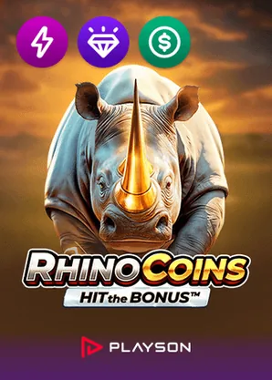 Rhino Coins Hit the Bonus pokie by Playson at Cleobetra